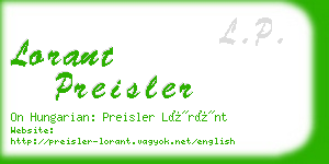 lorant preisler business card